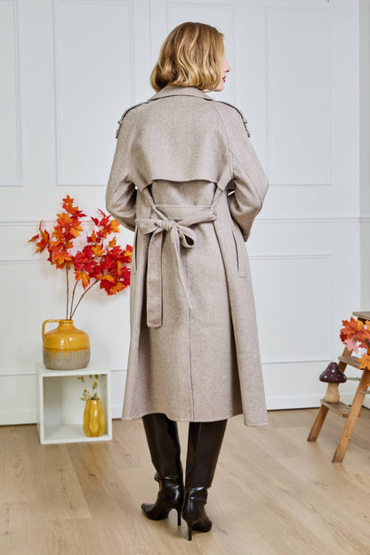 Uldtrenchcoat: Taupe