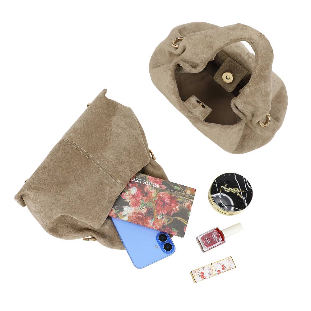 Mila Velour taske - Taupe